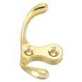 thumbnail image 3 of Unique Bargains Dual Prong Coat Hooks Wall Mounted Retro Double Hooks Utility Gold Hook for Coat Towel Hat 30mm x 55mm x 29mm 5Pcs, 3 of 5