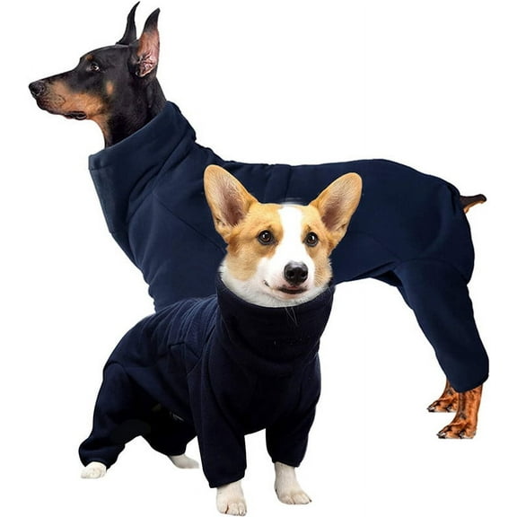 Dog Winter Coat Soft Fleece Pullover Pajamas, Pet Windproof Warm Cold Weather Jacket Vest Cozy Onesie Jumpsuit Apparel Outfit Clothes for Small, Medium, Large Dogs Walking Hiking Travel Sleep