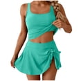 thumbnail image 2 of FDGIU ‌Women's 2 Piece High Waisted Bikini Set Sporty Tummy Control Swimsuit with Swim Skirt Modest Bathing Suit for Beach, 2 of 6