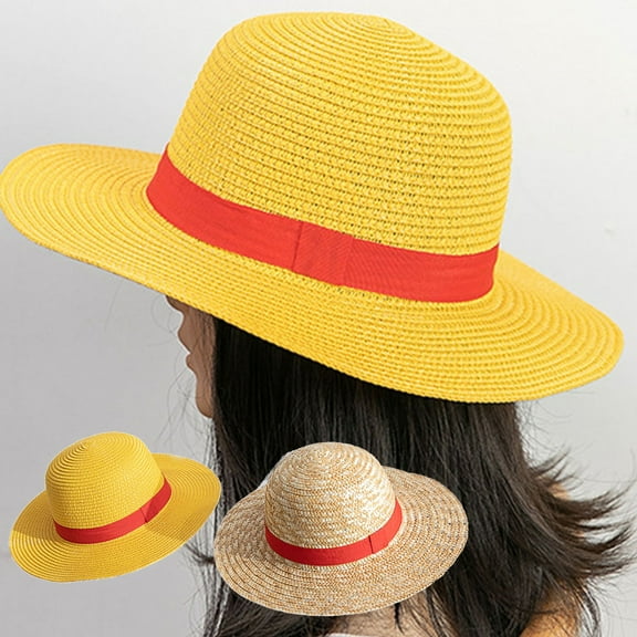 Travelwant Straw Hat Performance Animation Cosplay Accessories Hat Summer Sun Hat Yellow