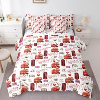 Homewish Tea Time Twin Bedding Sets 7-Piece for Female Men Adults,Uk Flag Bedding Comforter Set Microfiber,Romantic London Breathable Sheet Sets,Lightweight Room Decor,Reversible