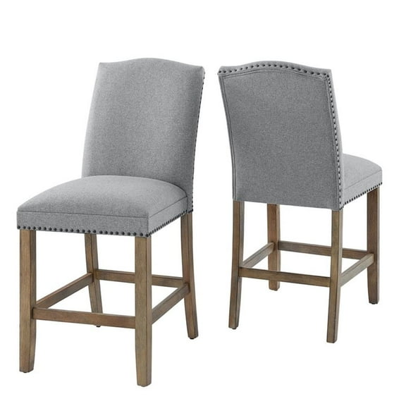 Bowery Hill Transitional Driftwood Gray Finish Wood Counter Chair (Set of 2)