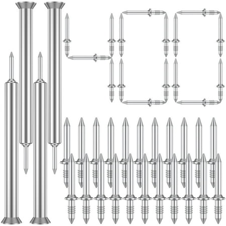 

verlacod 200/300/400Pcs Double-Head Skirting Thread Seamless Nail Metal Skirting Line Without Marks Nail Sturdy No Trace Skirting Thread Screws Set with Rod for Furniture Skirting Line