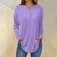 thumbnail image 2 of Breezora Womens Long Sleeve V Neck Button Down Shirt with Dropped Shoulder and Rounded Hem XXXL Size Light Violet, 2 of 5