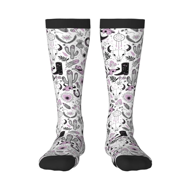 Fotbe Cowboy Calcetas Divertidas Estampadas para Hombre y Mujer, Calcetas de Algodón hasta la Rodilla para Caminar, Correr, Enfermería y Embarazo