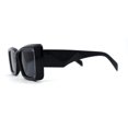 thumbnail image 3 of Womens Diamond Cut Beveled Mod Plastic Rectangle Sunglasses All Black, 3 of 4