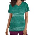 thumbnail image 2 of Fiudx Liquidación de Ahorros de Verano Top de Trabajo Informal con Cuello En V y Manga Corta Estampado a La Moda para Mujer, 2 of 4
