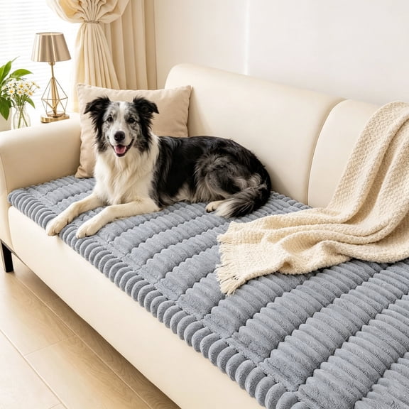 ORGOWEL Couch Cover Sofa Cover Non Slip Fuzzy Couch Covers for Dogs Washable Thick Soft Sofa Slipcovers Cushion Pet Friendly Furniture Protector(Grey,27.5"x59")