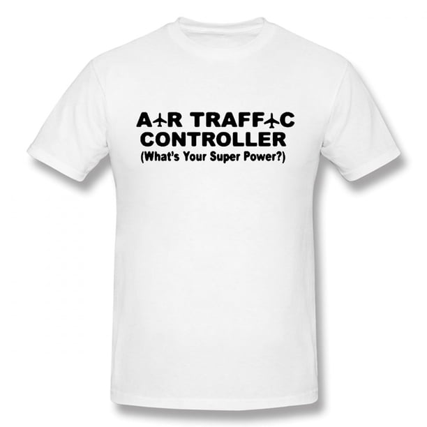 Camiseta informal genial de manga corta con el mensaje "Controlador de tráfico aéreo: ¿Cuál es tu superpoder?" para hombre.