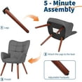 thumbnail image 5 of Modern Upholstered Dining Chairs, Kitchen Chairs with Wood Legs, High Back Dinning Chair for Kitchen, Dining Room, Living Room, Restaurant, Dark Gray, 5 of 7