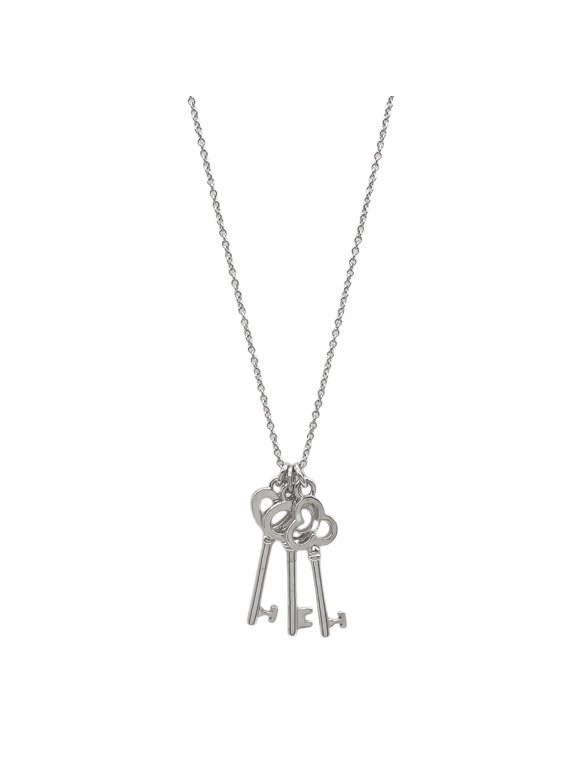 Pre-Owned TIFFANY & Co. Three Key Heart Crown Oval Necklace Pendant, SV925 Silver, Women's