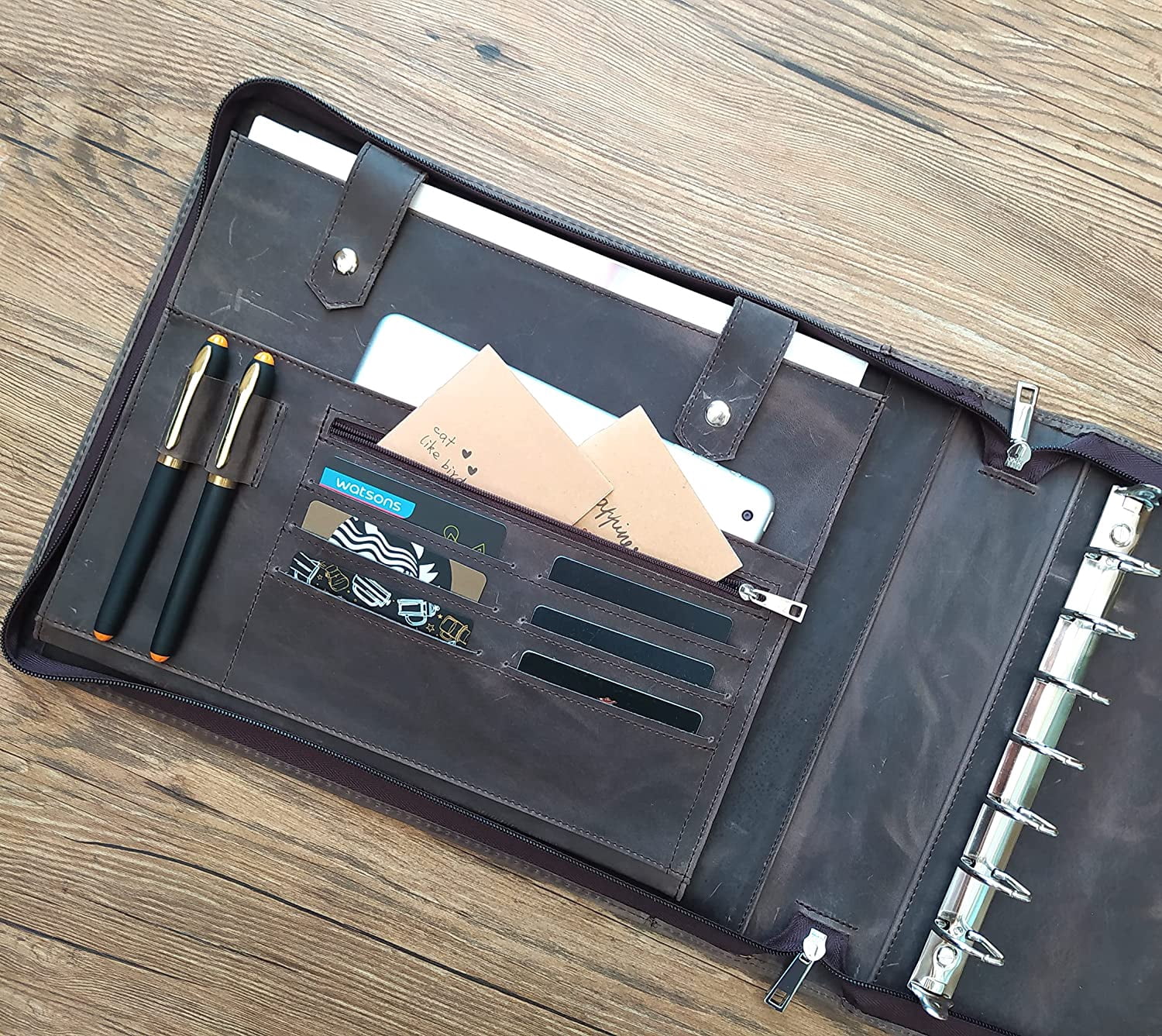 7 Ring Check Binder for Business Checks, Checkbook Binder with Zipper for 3-up Business Checks,Personalized Check Book Portfolio for 9 x 13 inch Sheets 600 Check, Check Holders for Men/Women