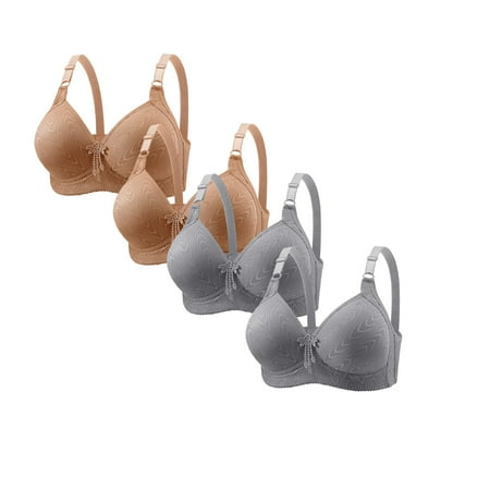 Ploknplq Bras for Women No Underwire brasieres Para Mujer balconette Bras for Women seamless Push Up Bra no Underwire Bras Support Bralette Everyday Bra Pack of 4 brassiere for Women Gray S Red S