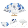 thumbnail image 3 of Unique Bargains Elegant Floral Design Folding Hand Fan Blue, 3 of 5