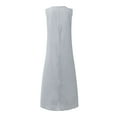 thumbnail image 5 of Summer Saving Wycnly Dresses for Women Plus Size Casual Swing Soft Cotton Linen Tank Long Sundress Sleeveless V-Neck Solid Summer Maxi Formal Dress Gray XL, 5 of 5
