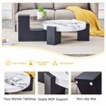 thumbnail image 4 of Table Basse Ronde Moderne et Simple à Double Couche - Dessus en Verre Gris Transparent avec Pieds en L en MDF Noir. la Conception Détachable Peut Rendre l'Utilisation de l'Espace Plus flexible., 4 of 10