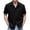 Black, variant on Men's Waffle Texture Summer Shirt Notch Lapel Short Sleeve Casual Beach Resort Wear Top