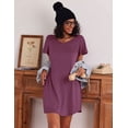 thumbnail image 4 of Ekouaer 2 Pack Nightgowns for Women Flare Short Sleeve Sleepshirt V Neck Sleepwear Pajama Dress, 4 of 6