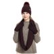 thumbnail image 1 of Sombreros de mujer de moda casual de invierno que mantienen el calor sólido conjunto de gorro de punto bufanda guante mujer sombrero de acrílico, 1 of 6