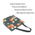 thumbnail image 3 of FORMRS Womens Canvas Tote Bag with Zipper Inner Pocket Shoulder Handbag, Blue Floral Oranges, 3 of 7