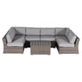 thumbnail image 1 of Living Source International Ensemble de Sièges d'Extérieur 7 Pcs avec Coussins Gris, 1 of 2