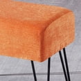 thumbnail image 5 of Home Soft Things Jacquard Chenille Stool Chair Upholstered Footrest Ottoman with Black Metal Legs and Padded Seat, Tanga-Burnt Orange, 19" x 13" x 17", 5 of 6