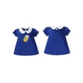 thumbnail image 2 of BemeyourBBs Toddler Baby Girl Back to School Dress Outfit Kids Kindergarten Dress Outfits Bow Pencil Embroidery Puff Short Sleeve Peter Pan Doll Collar A-Line Dress Toddler Baby Girl Summer Dress, 2 of 9