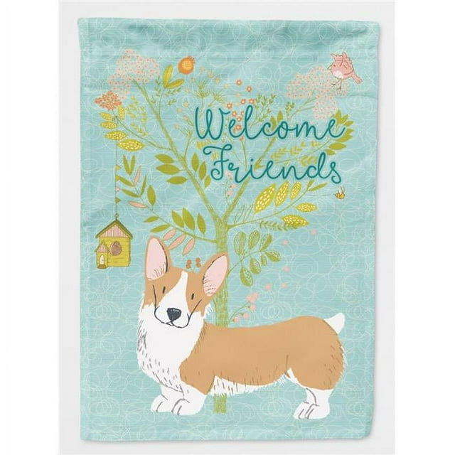 Carolines Treasures BB7608GF Welcome Friends Pembroke Welsh Corgi Red Flag Garden - Size