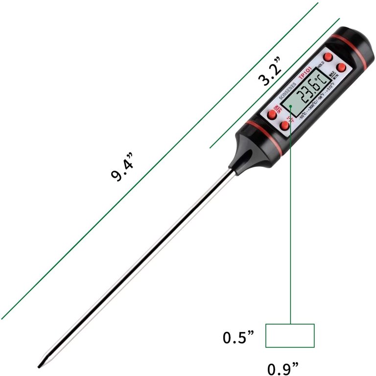 Portable Stainless Steel Probe Cooking Thermometer Baking Temperature  Measurement Food Liquid Paste Oil Temperature Milk Temperature Tea Category  Beer (Black)