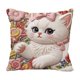 thumbnail image 2 of CaiYueKe Cute Cat Embroidery Pillow Cover - Flocked Velvet Decorative Throw Cushion Sofa Bedroom Living Room Accent Pillowcase, Faux Embroidery Animal Pattern Home Decor Gift for Women, 2 of 7