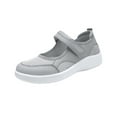 thumbnail image 2 of Miluxas Womens Hollow Out Granny Walk Shoes Breathable Soft-Soled Mary Jane Flats Dance Shoes Gray 6(37), 2 of 6