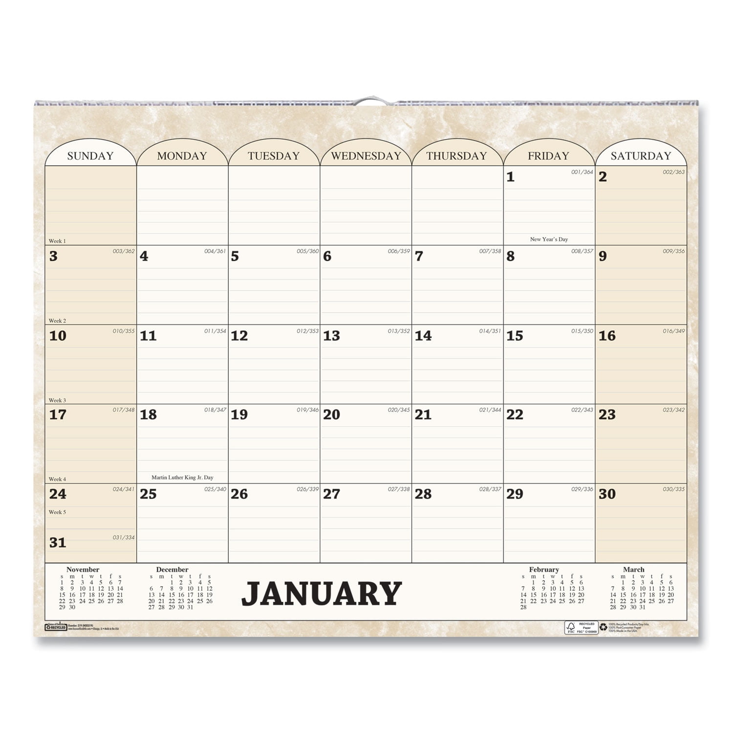 House of Doolittle Recycled Monthly Horizontal Wall Calendar 14.88 x 12
