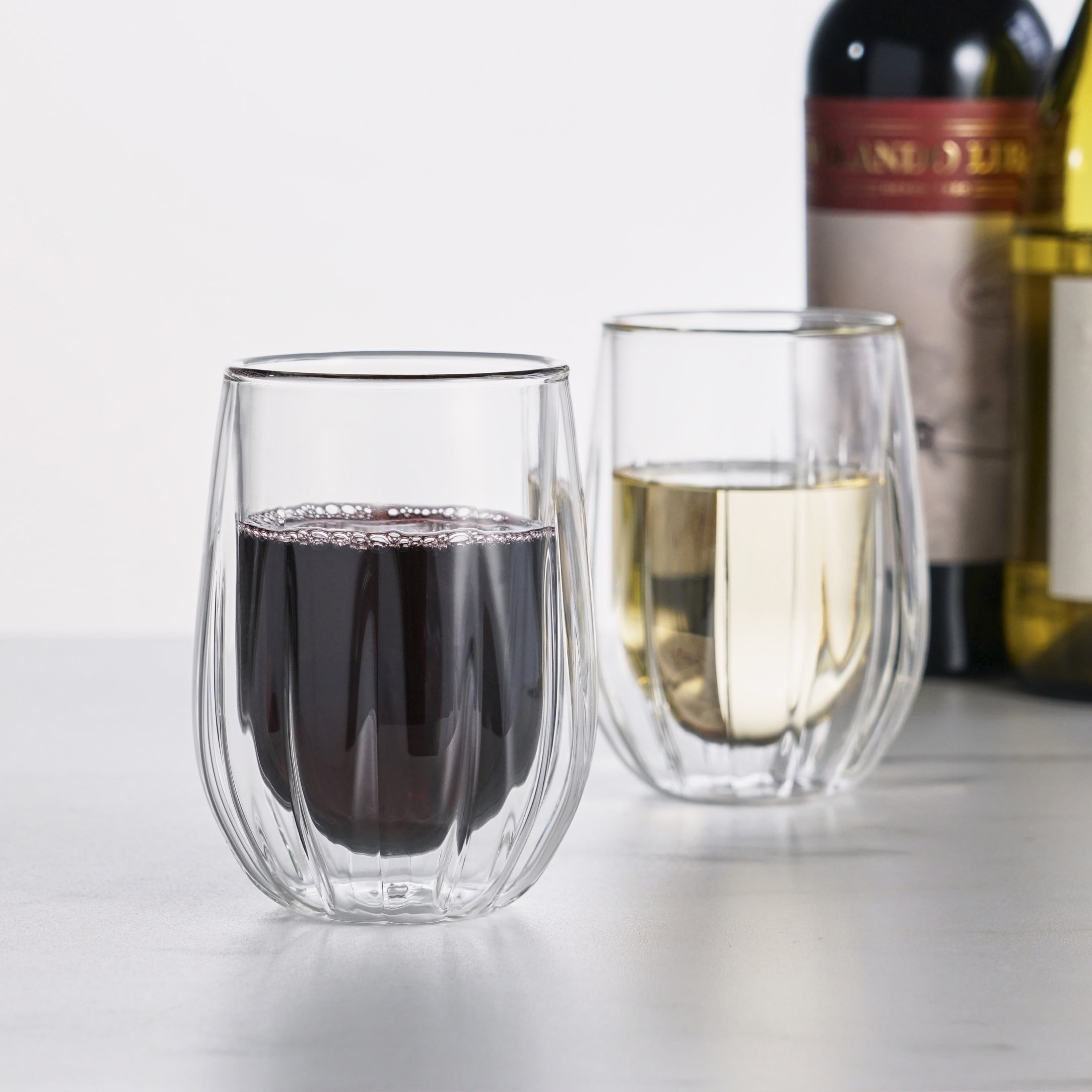 Viski Double Walled Wine Glasses for Birthday, Wedding Gifts, 13oz Set of 2