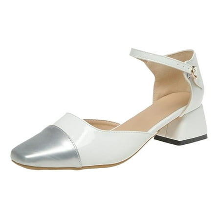 

ASEIDFNSA Huarache Sandals Women Womens Sandals Wide Width Women Sandals Fashion Color Blocking Buckle Strap Low Heel Comfortable Spring And Summer New Pattern Square Heel Non Slip Shoes