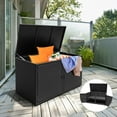 thumbnail image 2 of Costway 88 Gallon Garden Patio Rattan Storage Container Box Bin Shelf Black, 2 of 8