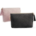 thumbnail image 1 of Pochette Cosmétique, 2 Pcs Petit Sac de Maquillage pour Sac à Main, Sac Cosmétique de Voyage pour les Pinceaux de Maquillage Rouges à Lèvres Accessoires Électroniques, Rose + Noir, 1 of 7