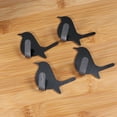 thumbnail image 4 of EeaseMX 4 ganchos adhesivos de acero inoxidable con forma de pájaro para baño y cocina, sin clavos, reutilizables, para toallas de techo (gris oscuro), 4 of 7