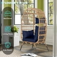 Eclife Rattan Wicker Egg Patio Chair Oversize Metal Lounge Chair with