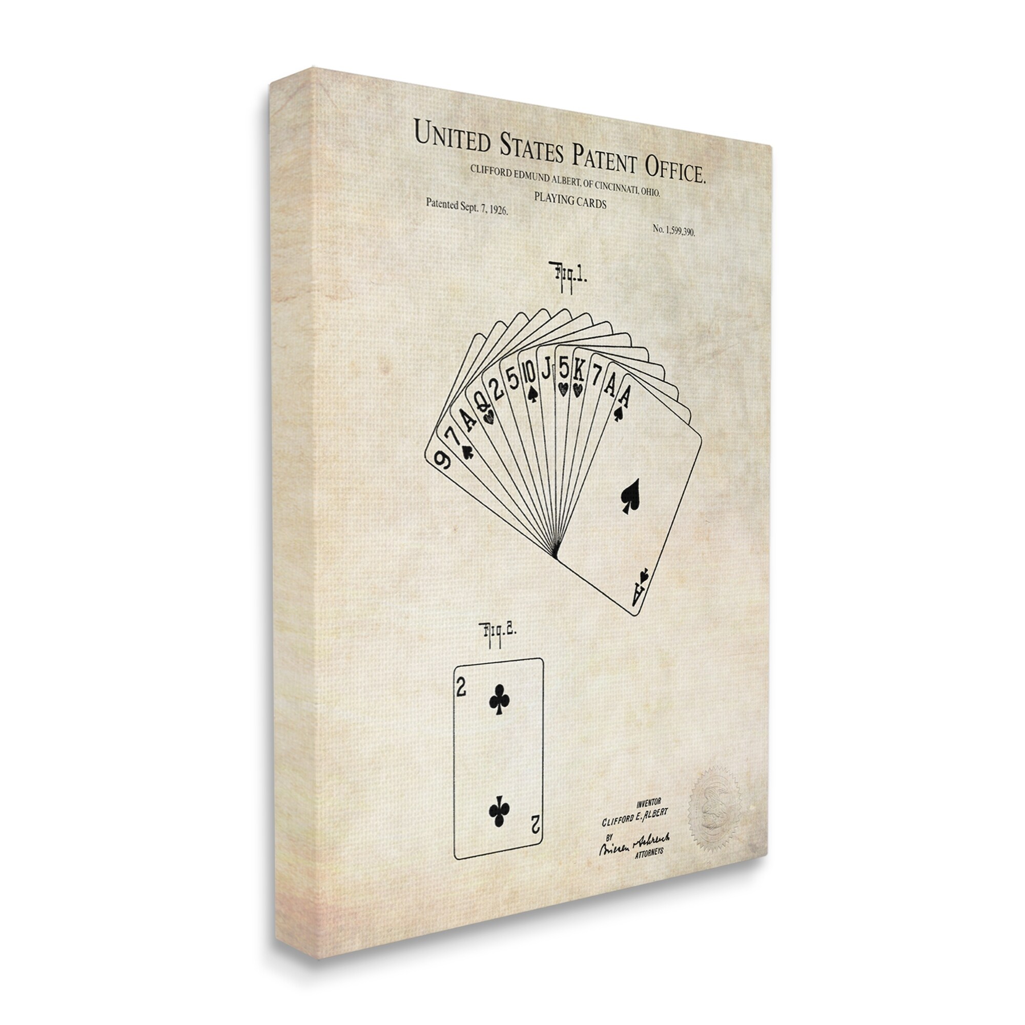 Stupell Industries Vintage Playing Cards Patent Diagram Blueprint Text Canvas Wall Art, 16 x 20, Design by Karl Hronek