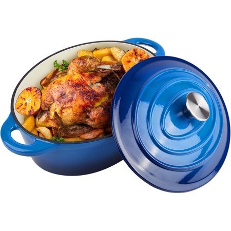 5.5 Quart Oval Enameled Cast Iron Dutch Oven Pot with Lid, Oven Safe up to 550° F & Dishwasher Safe, Sturdy Dutch Oven Cookware
