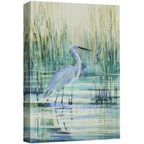 wall26 Canvas Print Wall Art Watercolor Pastel Swamp Crane Bird Nature Wilderness Illustrations Modern Art Decorative Multicolor Zen Rustic Relax/Calm for Living Room, Bedroom, Office - 12"x18&q