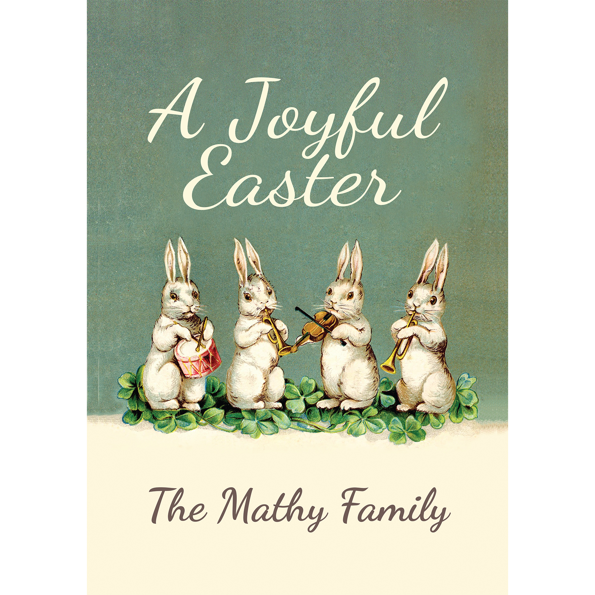 A Joyful Easter Personalized Garden Flag with Custom Name Printing, Outdoor/Indoor, 12" x 17.5"