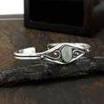 thumbnail image 5 of 925 Silver Plated Natural Aquamarine Cuff Bangle Bracelet for Women – Handmade Open Bangle – Green Gemstone March Birthstone Statement Jewelry – Gift for Her, 5 of 6
