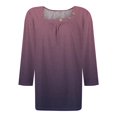 thumbnail image 4 of GXIPO Womens 3/4 Sleeve Tops Square Neck Summer Shirts Blouses Buttons Pleated Tie Dye Plus Size Tunic Tops Clearance Purple XL, 4 of 5