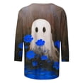 thumbnail image 4 of Jinhomg Womens Holiday Tunic Tops Cute Ghost Graphic 3/4 Sleeve Casual Tees Plus Size Comfy Fall Pullover Tops Summer Saving Blue M, 4 of 6