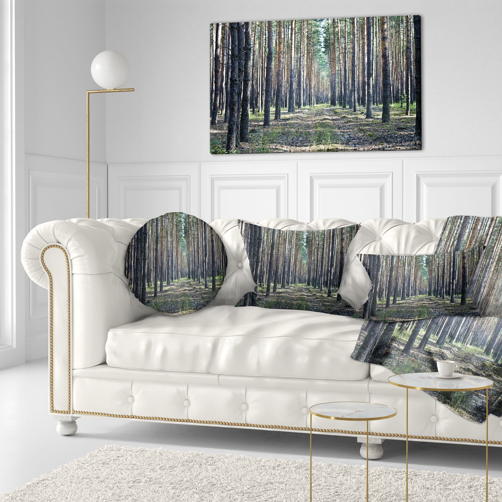 Designart Forest Road in Thick Woods - Modern Forest Throw Pillow - 12x20