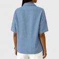 thumbnail image 4 of Sillenn Retro Denim Shirt for Women Collar Henley Half Button Short Sleeve Jean Shirt Oversized Dressy Casual Jean Blouse Lightweight Loose Fit Business Casual Office Work Polo Shirt Light Blue Xxl, 4 of 5