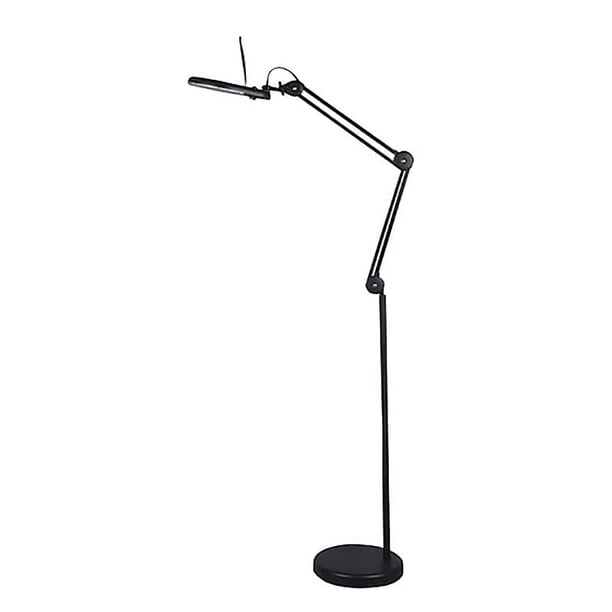 Black Metal Adjustable Swing Arm 3x, High Intensity Floor Lamp