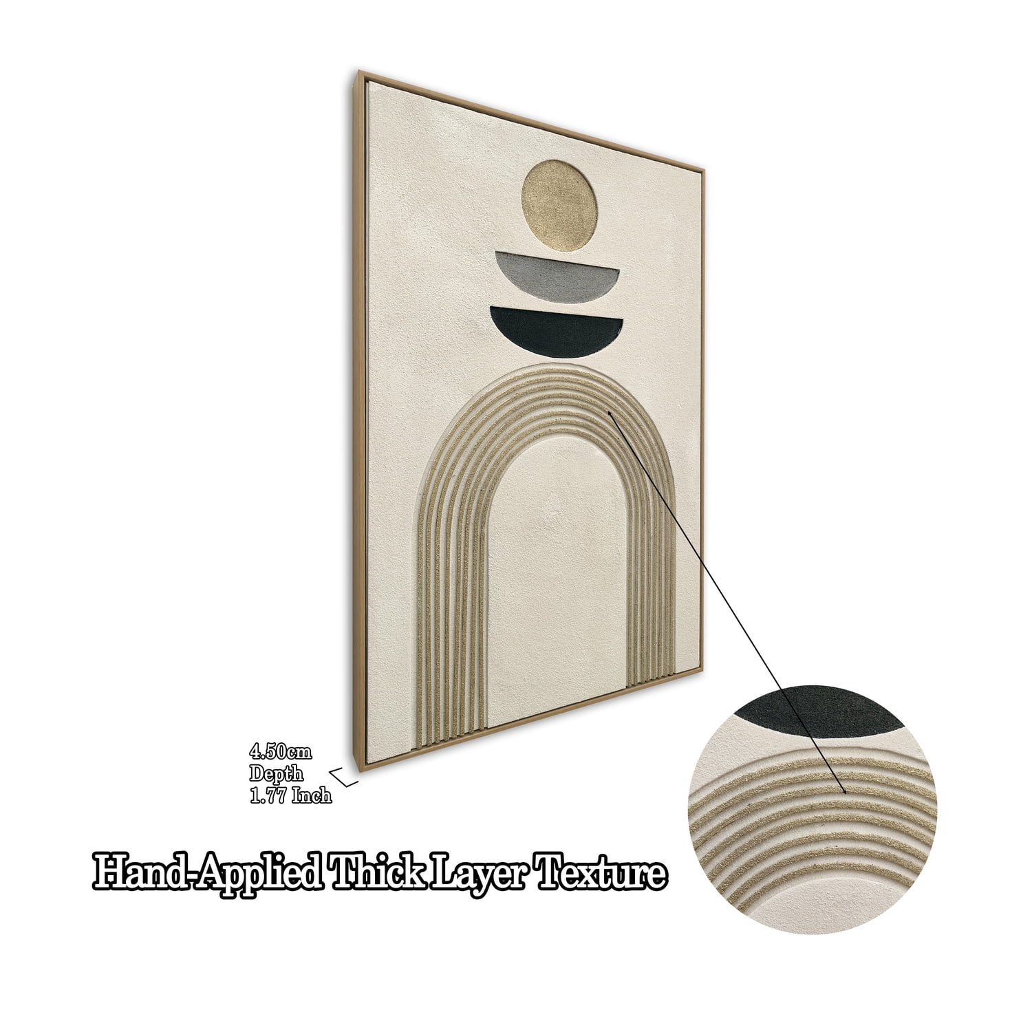 Euroco Framed Boho Abstract Wall Art Set of 2, 25x37 in Neutral Textured Canvas Painting,Modern Decor Abstract Artwork for Living Room Bedroom,Antique White & Black Beige