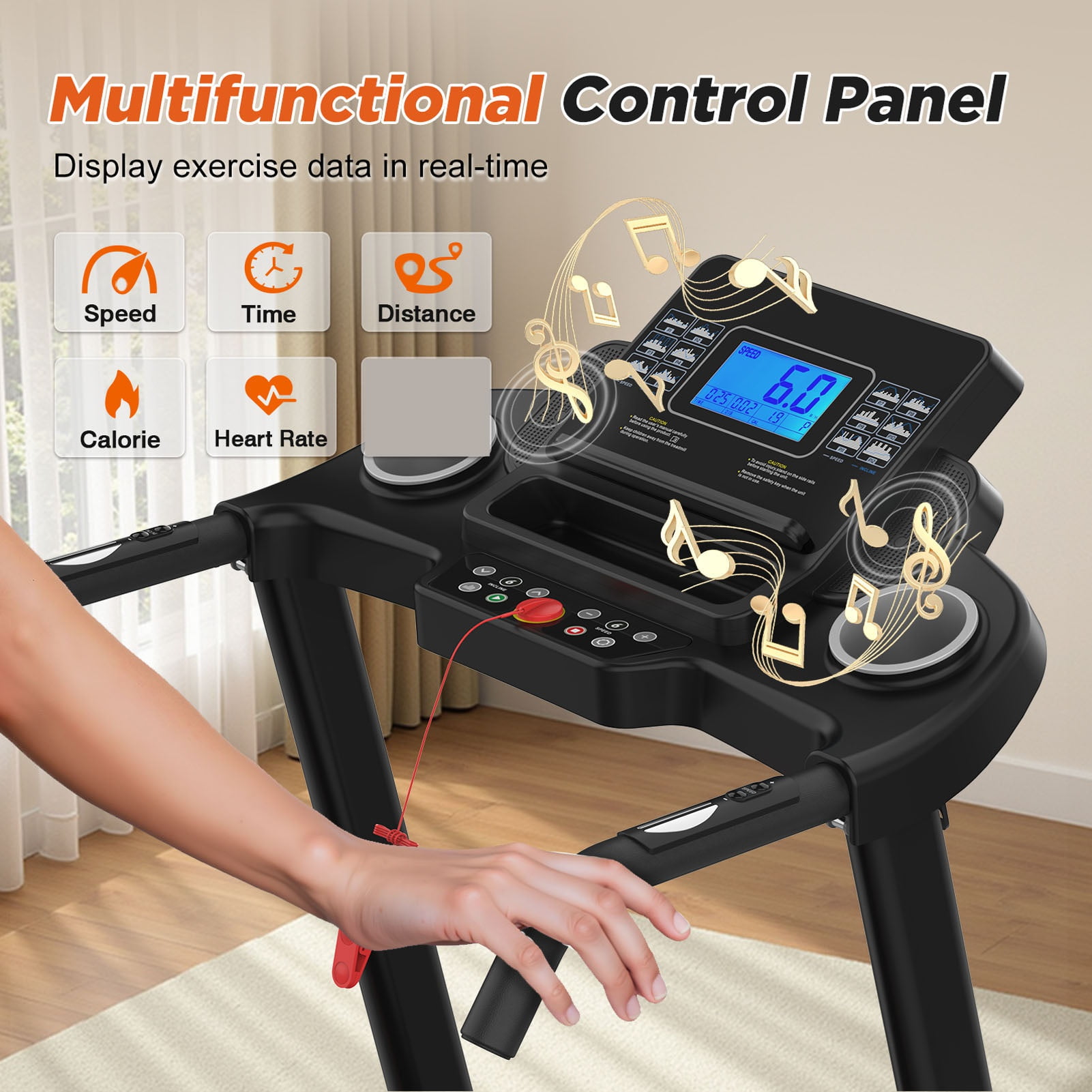 Folding Treadmill for Home, 3.25HP Quiet Brushless Treadmills with Handle 400 lbs Capacity, 15% Incline, LED Display & APP Control, Compact Foldable Walking Pad for Home Apartment Office